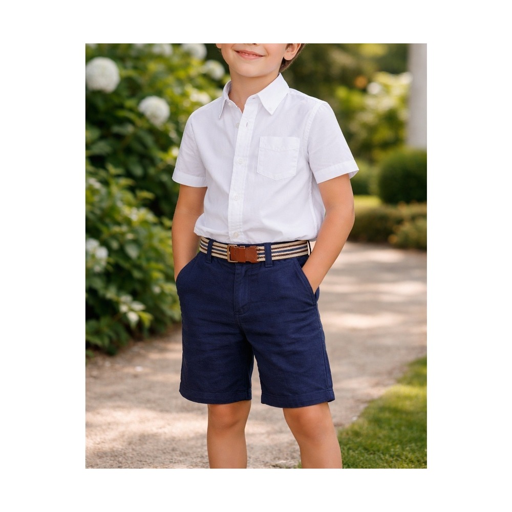Janie and‎ Jack Boys Size 10 Linen Blend Navy Shorts Spring Classic Prep